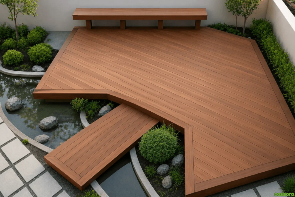 Zen Garden Ideas: 20 Calm Designs for Modern Spaces (2026) 9 Raised-Wood-Decking