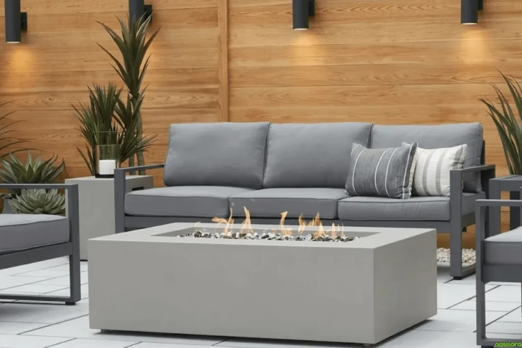 Real Flame Aegean 50 Rectangle Propane Fire Pit Table 1