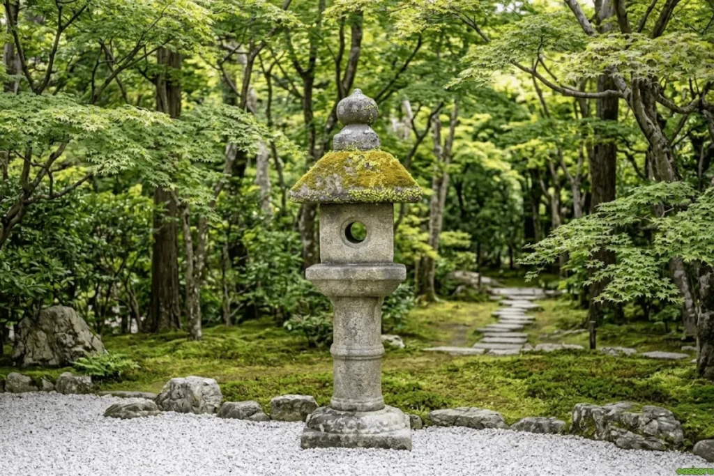 Taima-ji-style-lantern-in-Okochi-Sanso-Gardens-in-Kyoto