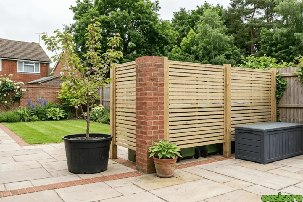 Side Yard Landscaping Ideas: 7 Smart Ways to Transform Space 7 outdoor storage or trash bin screens 1