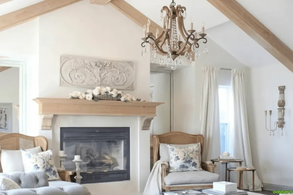 Fireplace with Vaulted Ceiling: 25 Stunning Design Ideas 12 Fireplace-with-Wingback-Chairs-Under-Vaulted-Ceiling