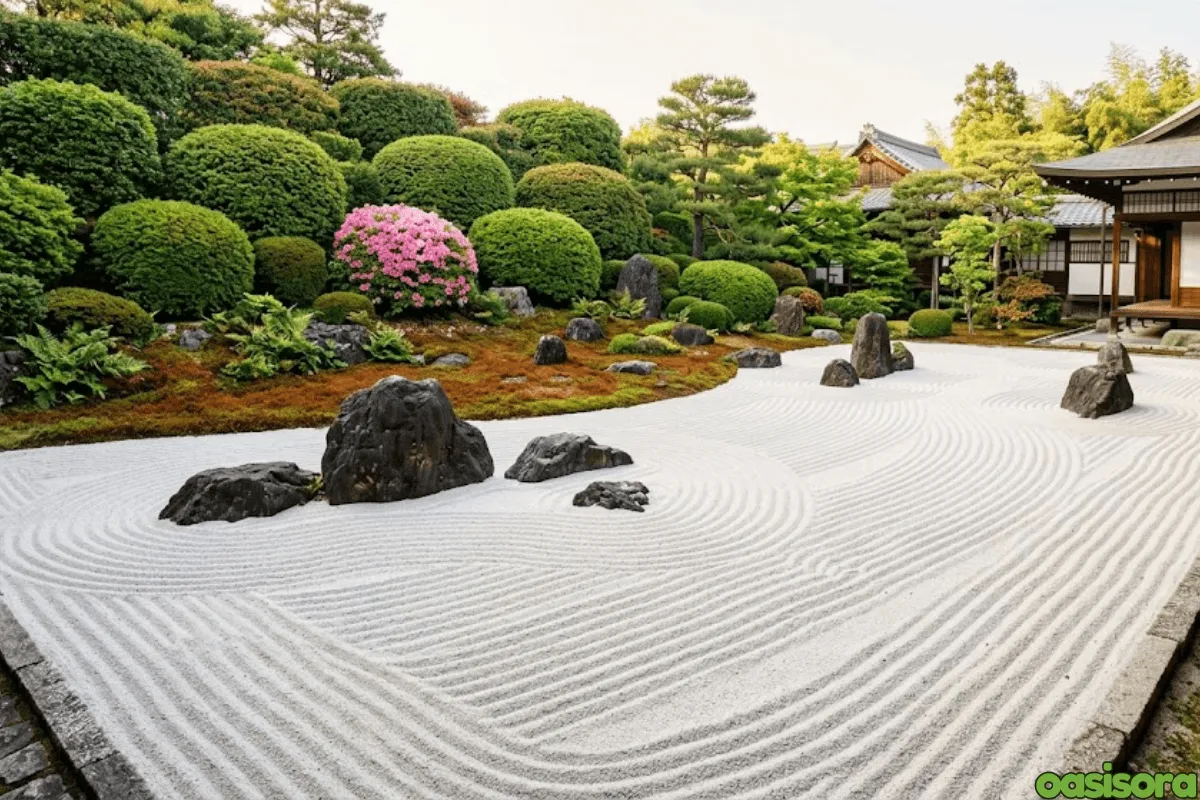 Curved line Zen raking