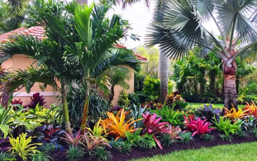 Mix-Palms-With-Colorful-Flower-Beds