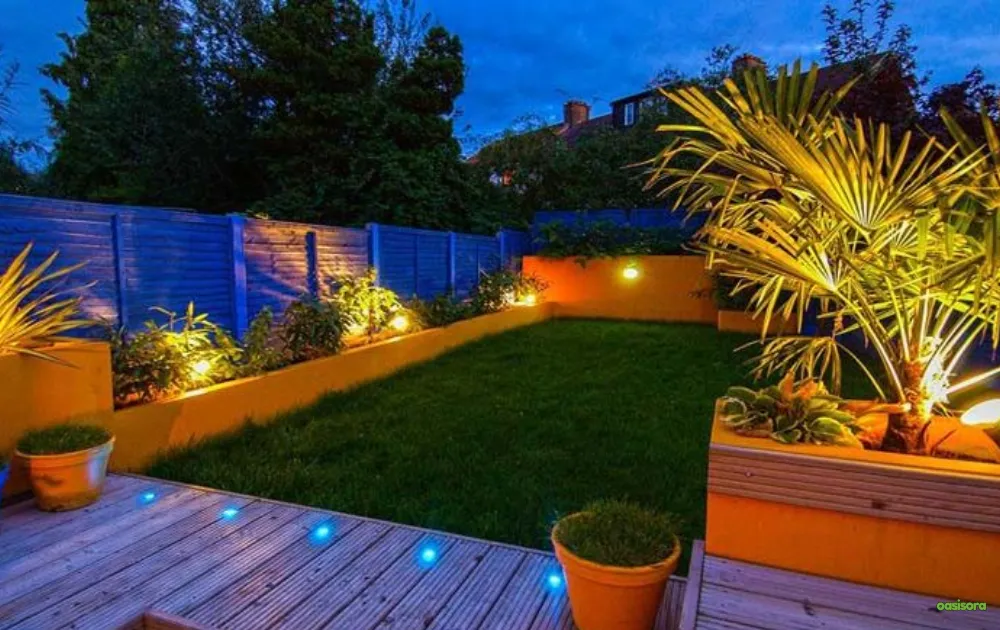 Nighttime-Landscape-Lighting-palm-trees