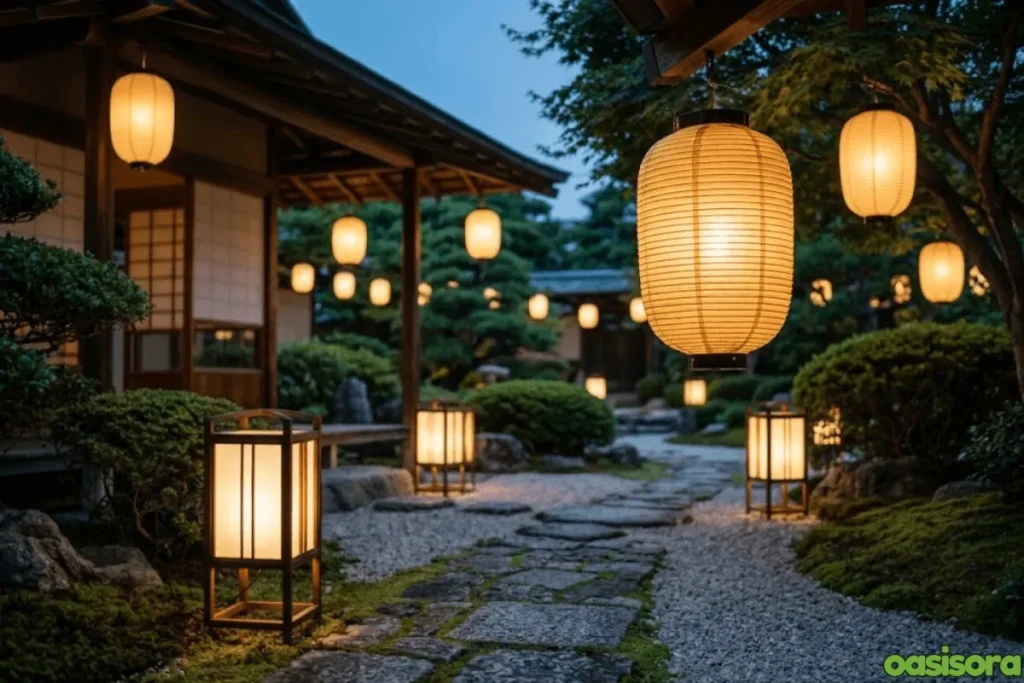 9 Modern Japanese Zen Garden Lighting Ideas for Your Home 4 Chochin lanterns