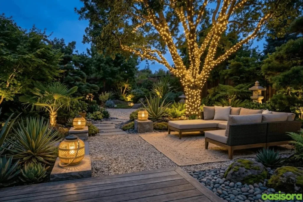 9 Modern Japanese Zen Garden Lighting Ideas for Your Home 10 Warm-Lights-for-zen-garden