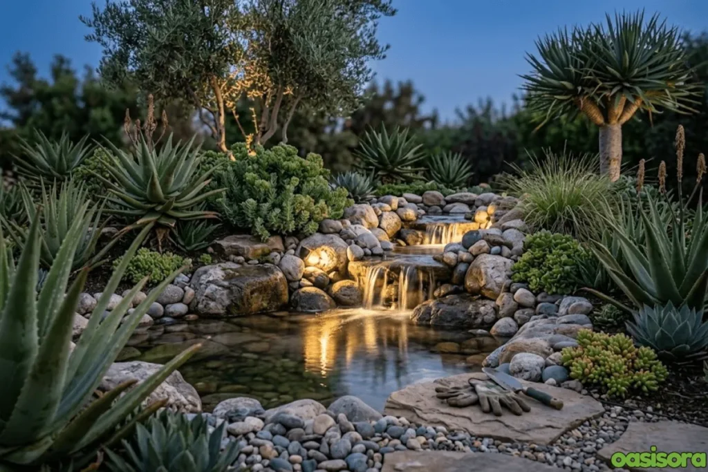 9 Modern Japanese Zen Garden Lighting Ideas for Your Home 7 Water-Features-with-Gentle-Illumination